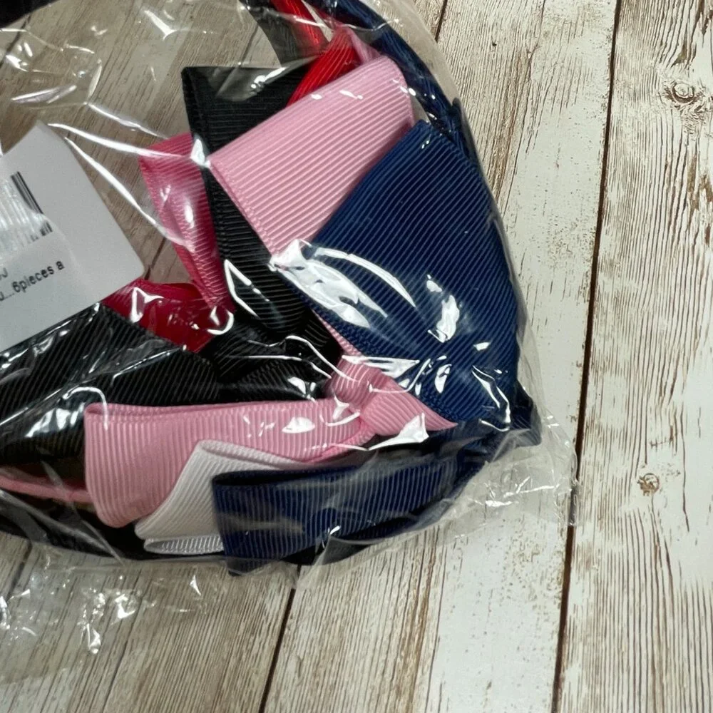 Lot of 6 UNBRANDED Rainbow Girl's Headbands Hair Accessories Bow NEW SEALED